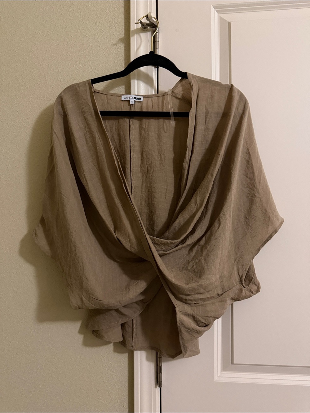 Fashion Nova Taupe Draped Cowl Front Tunic
